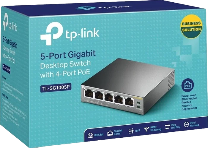 TP-Link TL-SG1005P Switch Gigabit de 5 puertos con 4 puertos PoE, Negro