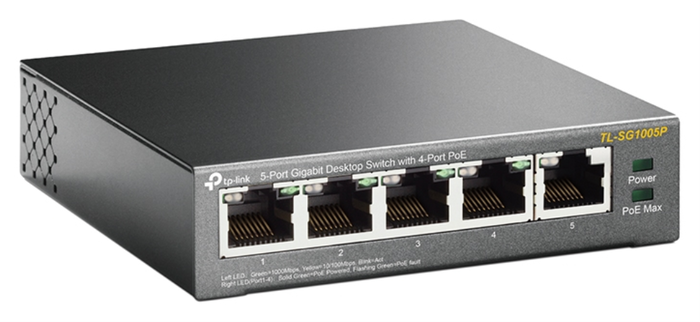 TP-Link TL-SG1005P Switch Gigabit de 5 puertos con 4 puertos PoE, Negro