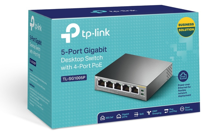 TP-Link TL-SG1005P Switch Gigabit de 5 puertos con 4 puertos PoE, Negro