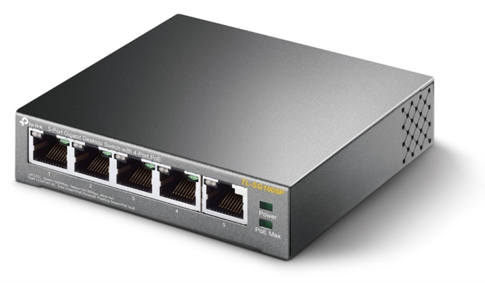 TP-Link TL-SG1005P Switch Gigabit de 5 puertos con 4 puertos PoE, Negro