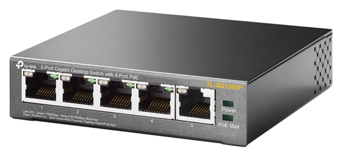 TP-Link TL-SG1005P Switch Gigabit de 5 puertos con 4 puertos PoE, Negro