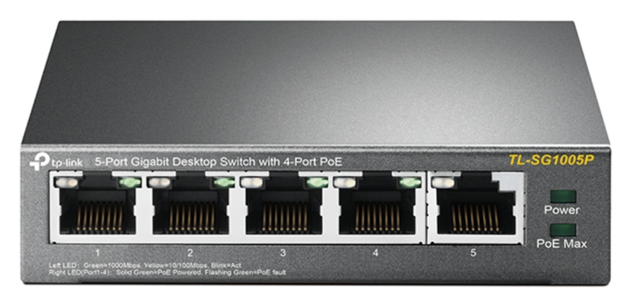 TP-Link TL-SG1005P Switch Gigabit de 5 puertos con 4 puertos PoE, Negro