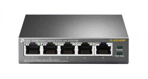 TP-Link TL-SG1005P Switch Gigabit de 5 puertos con 4 puertos PoE, Negro
