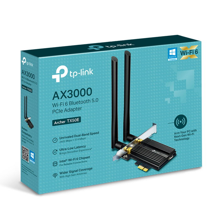 TP-Link Archer TX50E Wi-Fi 6 y Bluetooth 5.0, PCI Express, AX3000 TP-Link Archer TX50E Wi-Fi 6 y Bluetooth 5.0, PCI Express, AX3000