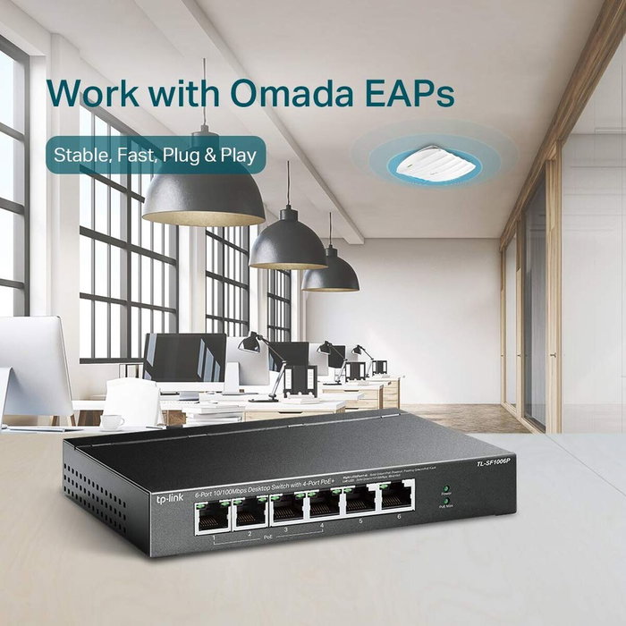 TP-Link TL-SF1006P Switch de 6 puertos Fast Ethernet con 4 puertos PoE+