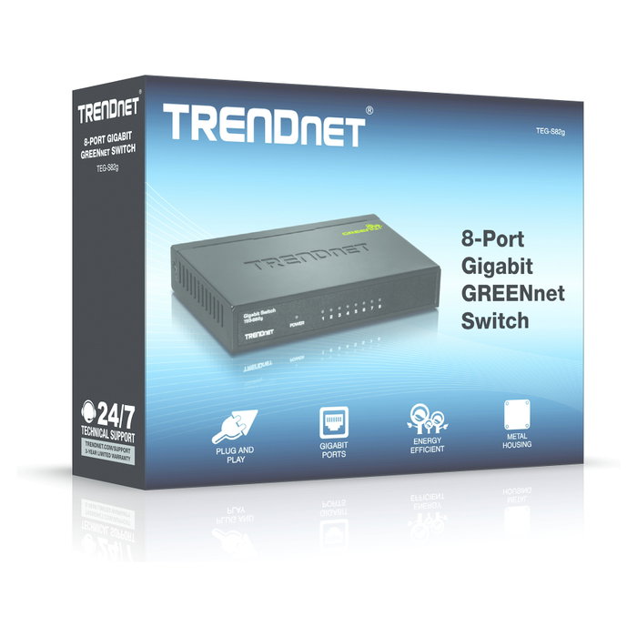 TRENDnet TEG-S82g Switch GREENnet de 8 Puertos Gigabit Ethernet