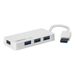 TRENDnet TU3-H4E Hub USB 3.0 de 4 puertos Blanco