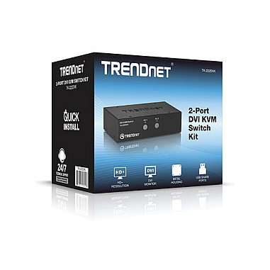 TRENDnet TK-222DVK Kit de switch KVM DVI de 2 puertos, Negro TRENDnet TK-222DVK Kit de switch KVM DVI de 2 puertos, Negro