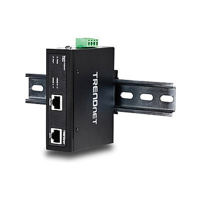 TRENDnet TI-IG30 Inyector PoE+ Industrial con Gehrteter Gigabit Ethernet, 30W, 2 Puertos, Negro, 10/100/1000 Mbps, -40 a 75°C