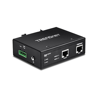 TRENDnet TI-IG30 Inyector PoE+ Industrial con Gehrteter Gigabit Ethernet, 30W, 2 Puertos, Negro, 10/100/1000 Mbps, -40 a 75°C