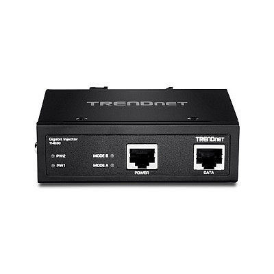 TRENDnet TI-IG30 Inyector PoE+ Industrial con Gehrteter Gigabit Ethernet, 30W, 2 Puertos, Negro, 10/100/1000 Mbps, -40 a 75°C