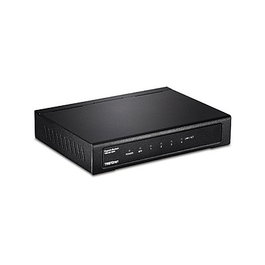 TRENDnet TEG-S51SFP Conmutador de Red Gigabit Ethernet 10/100/1000 de 5 Puertos, 4 RJ-45 + 1 SFP, No Administrado, Full Duplex, Negro, Montaje de Pared