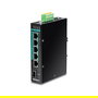 TRENDnet TI-PG541i Switch Industrial Gestionado Gigabit L2+ con PoE+ | 5 Puertos RJ-45 y 1 SFP | Montaje en Carril DIN