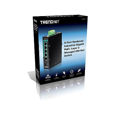 TRENDnet TI-PG541i Switch Industrial Gestionado Gigabit L2+ con PoE+ | 5 Puertos RJ-45 y 1 SFP | Montaje en Carril DIN