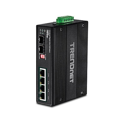 TRENDnet Switch Industrial TI-UPG62 4-Port Gigabit PoE+ con 2 SFP, 240W, Montaje DIN-Rail/IP30, No Administrado