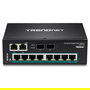 TRENDnet TI-PG102 Switch Industrial de 10 Puertos Gigabit con PoE+ 240W para Montaje en Carril DIN, No Administrado, Interruptor de Metal Negro