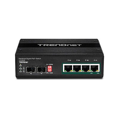 TRENDnet TI-PG62B Switch Industrial Gigabit PoE+ 4 Puertos + 2 SFP, No Administrado, IP30, 120W PoE Budget