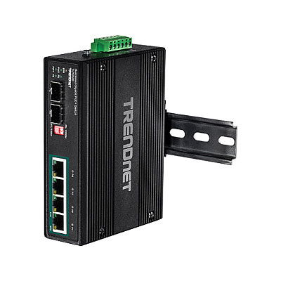TRENDnet TI-PG62B Switch Industrial Gigabit PoE+ 4 Puertos + 2 SFP, No Administrado, IP30, 120W PoE Budget