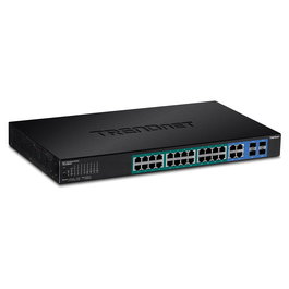 TRENDnet TPE-5028WS Switch de Rack Gestionado Gigabit PoE+ 24 Puertos + 4 SFP, 1U, Negro - 56 Gbit/s, 370W PoE Budget, IEEE 802.3af/at