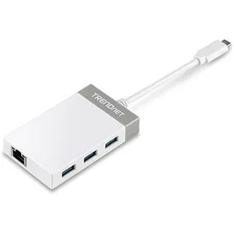 Trendnet TUC-ETGH3 Adaptador USB-C a Gigabit Ethernet y Hub USB 3.2 Gen 1 Gris, Blanco