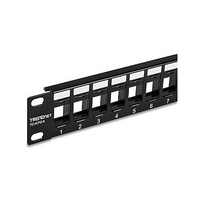 TRENDnet TC-KP24 Patch Panel de Montaje en Bastidor 1U, 24 Puertos Keystone, Negro, ABS y SPCC, 483 mm x 45 mm x 10 mm