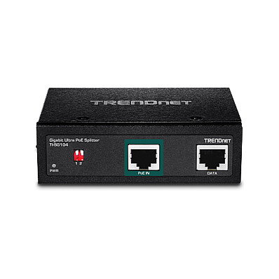 TRENDnet TI-SG104 Splitter Industrielle Gigabit PoE mit 2 RJ-45-Ports, Metallgehäuse, IP30, -40 bis 75 Grad C