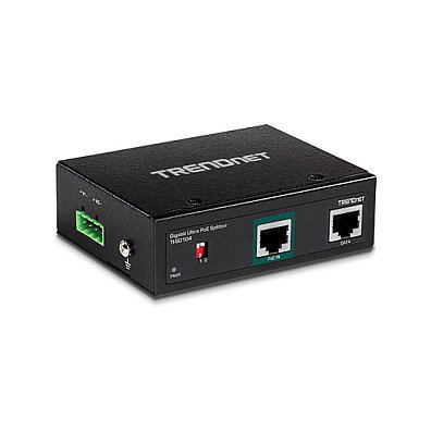 TRENDnet TI-SG104 Splitter Industrielle Gigabit PoE mit 2 RJ-45-Ports, Metallgehäuse, IP30, -40 bis 75 Grad C