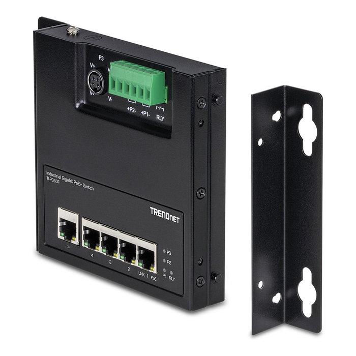 TRENDnet TI-PG50F Switch Industrial 5 Puertos PoE+ Gigabit No Administrado Montaje en Pared