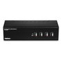 TRENDnet TK-440DP Switch KVM 4 Puertos DisplayPort 1.2 para 4 PCs, Dual Monitor 4K Ultra HD @144Hz, con Hub USB, Audio y 4 Puertos Ethernet, Color Negro/Plata