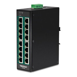 TRENDnet Switch Industrial TI-PG160, 16 Puertos Gigabit PoE+ No Administrado, Montaje Carril DIN, 240W, Full Duplex, IP30