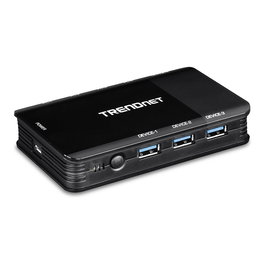 TRENDnet TK-U404 Conmutador USB 3.2 Gen 1 (3.1) de 4 Puertos, 5 Gbps, Negro, Interruptor de Compartición USB para PC