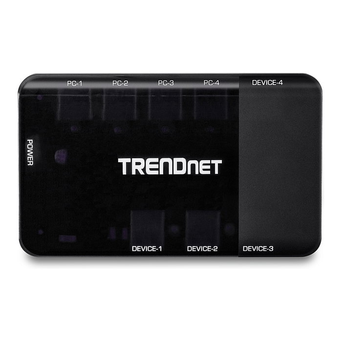 TRENDnet TK-U404 Conmutador USB 3.2 Gen 1 (3.1) de 4 Puertos, 5 Gbps, Negro, Interruptor de Compartición USB para PC