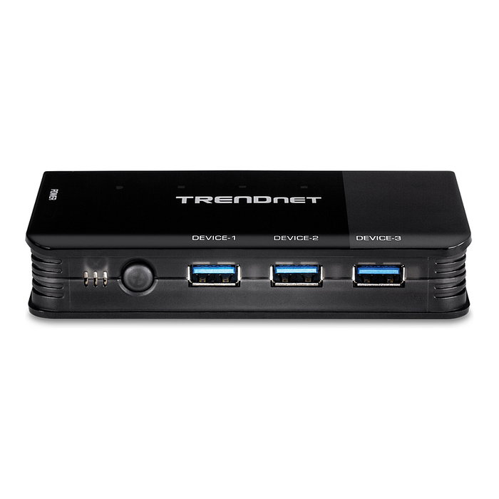 TRENDnet TK-U404 Conmutador USB 3.2 Gen 1 (3.1) de 4 Puertos, 5 Gbps, Negro, Interruptor de Compartición USB para PC