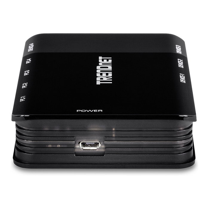 TRENDnet TK-U404 Conmutador USB 3.2 Gen 1 (3.1) de 4 Puertos, 5 Gbps, Negro, Interruptor de Compartición USB para PC