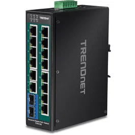 TRENDNET TI-PG162 Switch Industrial No Administrado 16 Puertos Gigabit PoE+ (14 PoE+) 2 SFP, Carcasa Metálica IP30, Montaje en Carril DIN, para Entornos Extremos (-40° a 75°C)