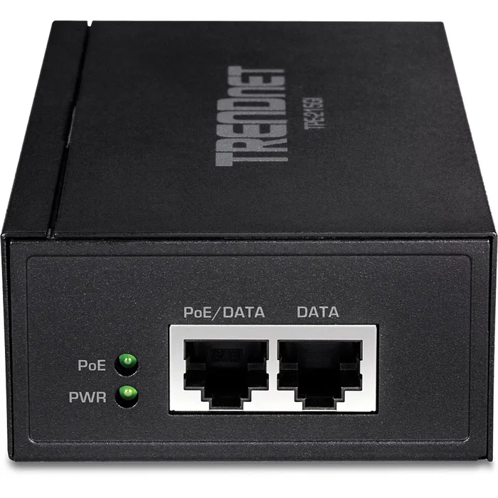TRENDnet TPE-215GI Adaptador e Inyector PoE+ 2.5 Gigabit Ethernet - 30W, IEEE 802.3af/at, convierte puerto no PoE, 2 puertos RJ-45, Negro