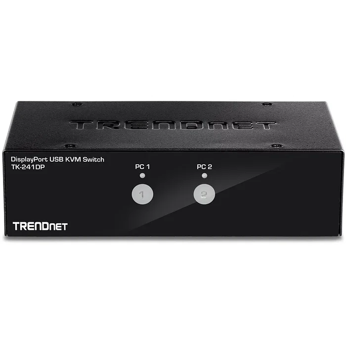 TRENDnet TK-241DP Switch KVM 2 Puertos DisplayPort 1.2 4K UHD, Hub USB 2.0, Audio 3.5mm, Control 2 PC con 1 Teclado/Ratón - Negro