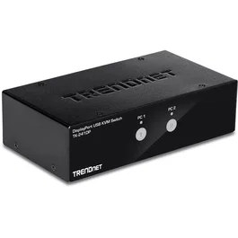 TRENDnet TK-241DP Switch KVM 2 Puertos DisplayPort 1.2 4K UHD, Hub USB 2.0, Audio 3.5mm, Control 2 PC con 1 Teclado/Ratón - Negro