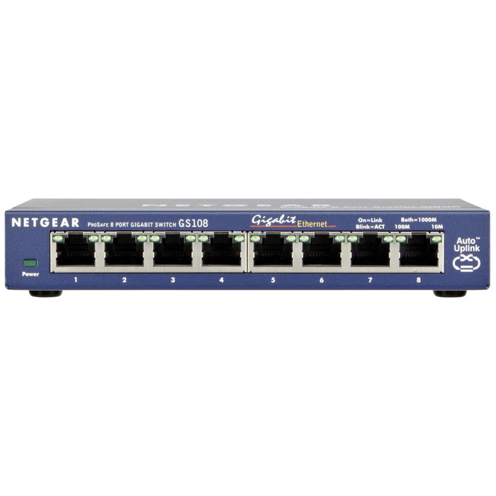 Netgear GS108GE Conmutador de escritorio Gigabit de 8 puertos Azul Netgear GS108GE Conmutador de escritorio Gigabit de 8 puertos Azul