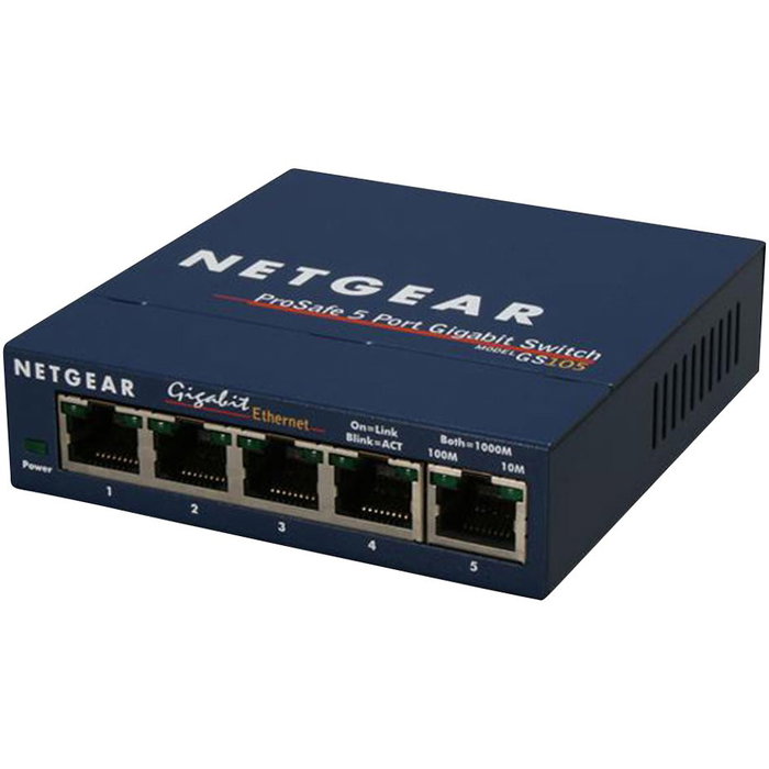 NETGEAR GS105GE Switch Gigabit Ethernet de 5 puertos, Azul