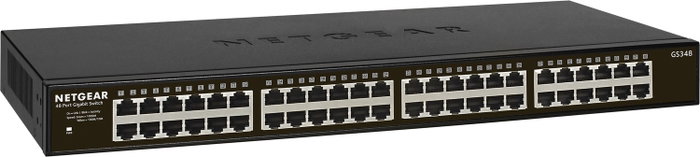NETGEAR GS348 Switch Gigabit Ethernet de 48 puertos, No administrado, 1U, Negro NETGEAR GS348 Switch Gigabit Ethernet de 48 puertos, No administrado, 1U, Negro
