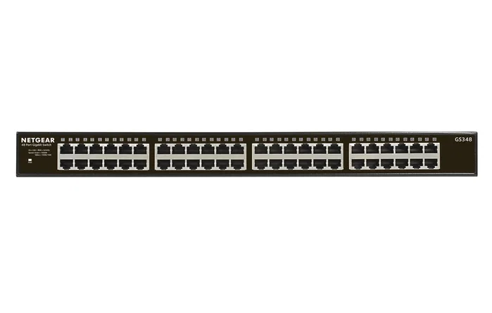 NETGEAR GS348 Switch Gigabit Ethernet de 48 puertos, No administrado, 1U, Negro NETGEAR GS348 Switch Gigabit Ethernet de 48 puertos, No administrado, 1U, Negro