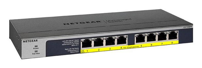 Netgear GS108PP-100EUS Switch de 8 puertos Gigabit Ethernet con PoE+ Netgear GS108PP-100EUS Switch de 8 puertos Gigabit Ethernet con PoE+