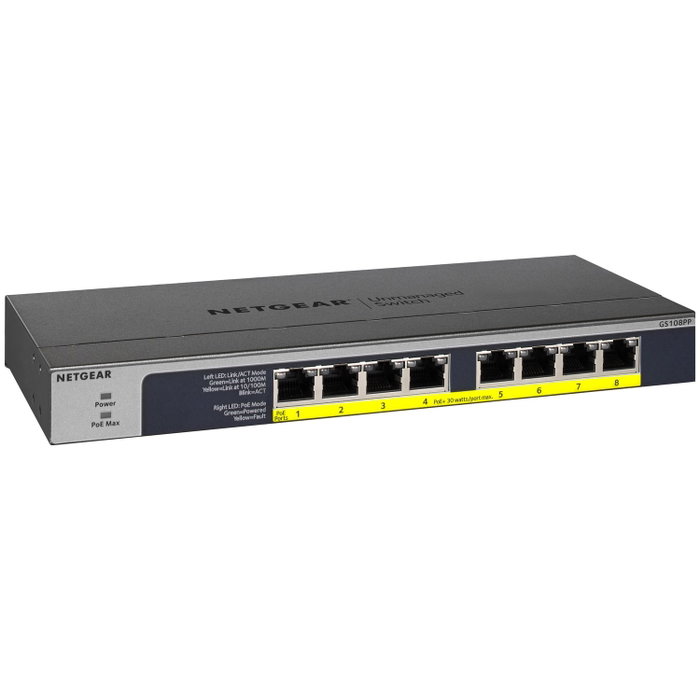 NETGEAR GS108PP Switch Gigabit Ethernet de 8 puertos con PoE+