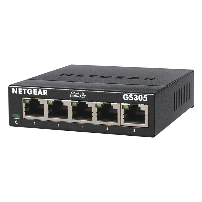 NETGEAR GS305 Conmutador Gigabit Ethernet de 5 puertos, No administrado, Negro NETGEAR GS305 Conmutador Gigabit Ethernet de 5 puertos, No administrado, Negro