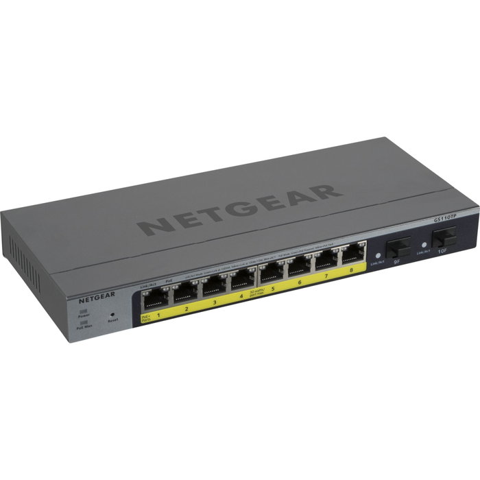 NETGEAR GS110TP Switch Gestionado 8 Puertos Gigabit PoE+ y 2 SFP Gris NETGEAR GS110TP Switch Gestionado 8 Puertos Gigabit PoE+ y 2 SFP Gris