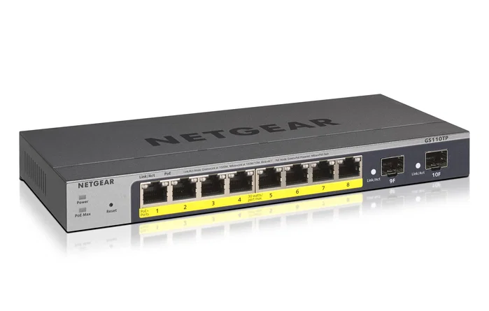 NETGEAR GS110TP Switch Gestionado 8 Puertos Gigabit PoE+ y 2 SFP Gris NETGEAR GS110TP Switch Gestionado 8 Puertos Gigabit PoE+ y 2 SFP Gris