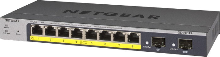 NETGEAR GS110TP Switch Gestionado de 8 Puertos Gigabit PoE+ y 2 SFP, Gris NETGEAR GS110TP Switch Gestionado de 8 Puertos Gigabit PoE+ y 2 SFP, Gris