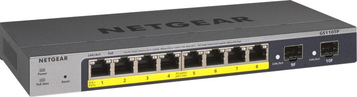 NETGEAR GS110TP Switch Gestionado de 8 Puertos Gigabit PoE+ y 2 SFP, Gris NETGEAR GS110TP Switch Gestionado de 8 Puertos Gigabit PoE+ y 2 SFP, Gris