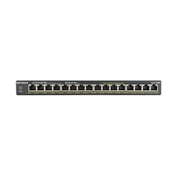 Netgear GS316PP Switch no administrado Gigabit Ethernet (10/100/1000) PoE Negro Netgear GS316PP Switch no administrado Gigabit Ethernet (10/100/1000) PoE Negro